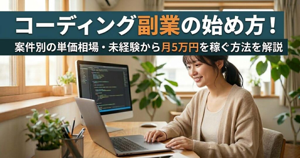 コーディング副業の始め方！案件別の単価相場・未経験から月5万円を稼ぐ方法を解説
